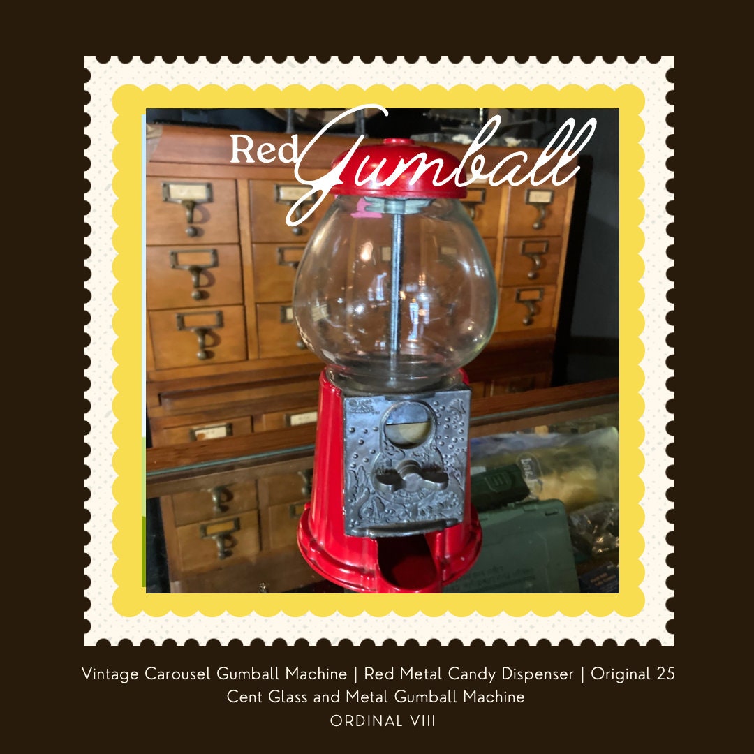 9" Classic Red Gumball Machine Dispenser Cast Iron collector vending gum balls