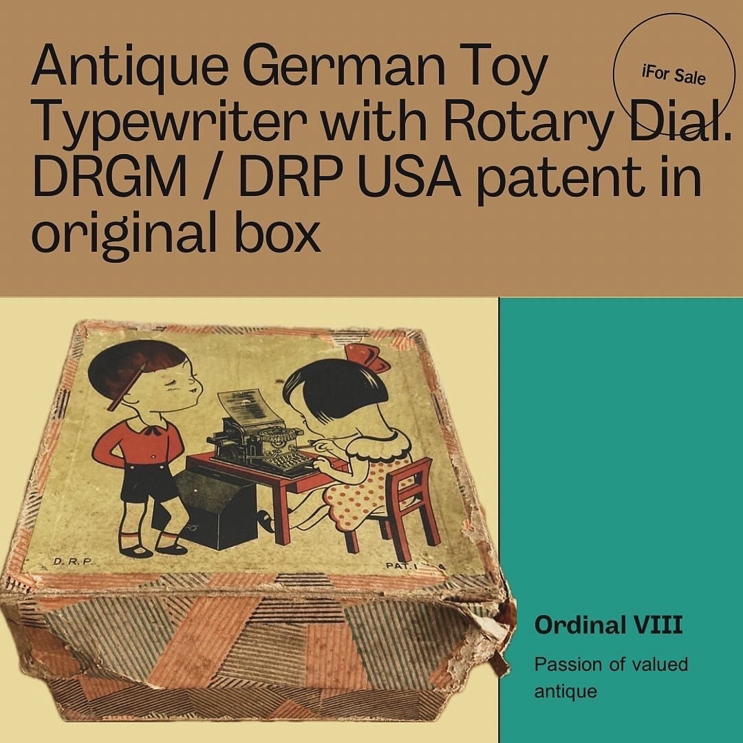 Antique German Toy Typewriter with Rotary Dial. DRGM / DRP USA patent in original box