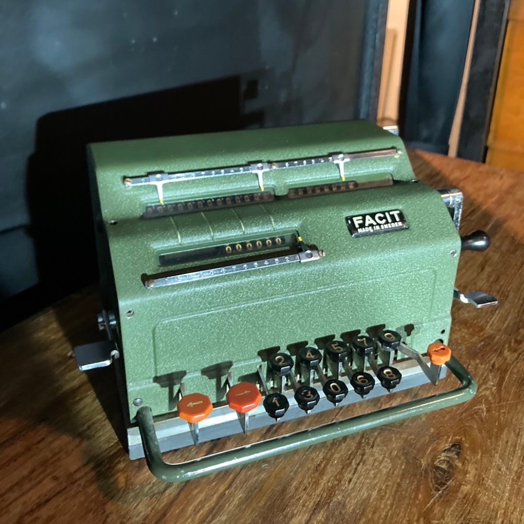 Antique The Facit Model TK Adding Machine  With Cover.