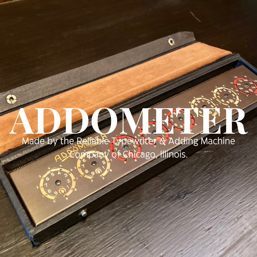 Antique 'Addometer' in Carrying Case - 1950s - Instruction Sheets Included - Vintage Black Case - Dials - Adding Machine