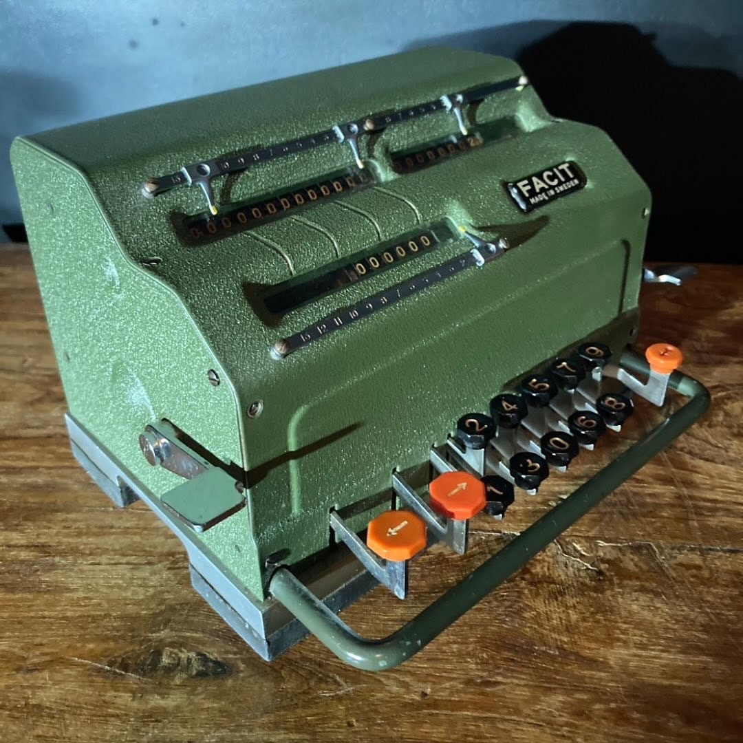 Antique The Facit Model TK Adding Machine  With Cover.