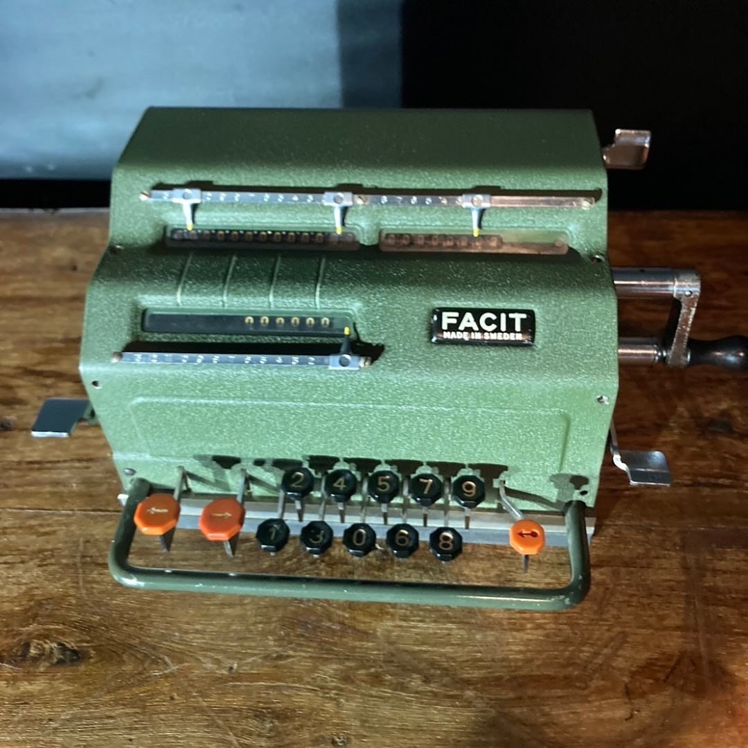 Antique The Facit Model TK Adding Machine  With Cover.